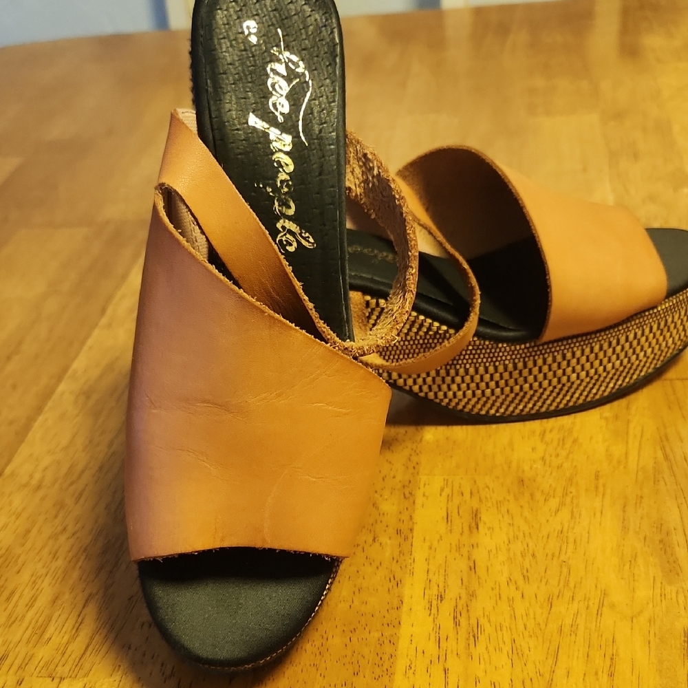 Free People Tan Platform Sandals